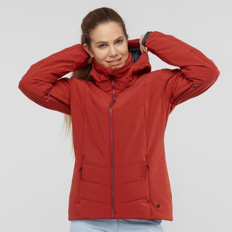 Salomon Prevail Jacket W Skijacken Damen Rot | 64072-DBOQ