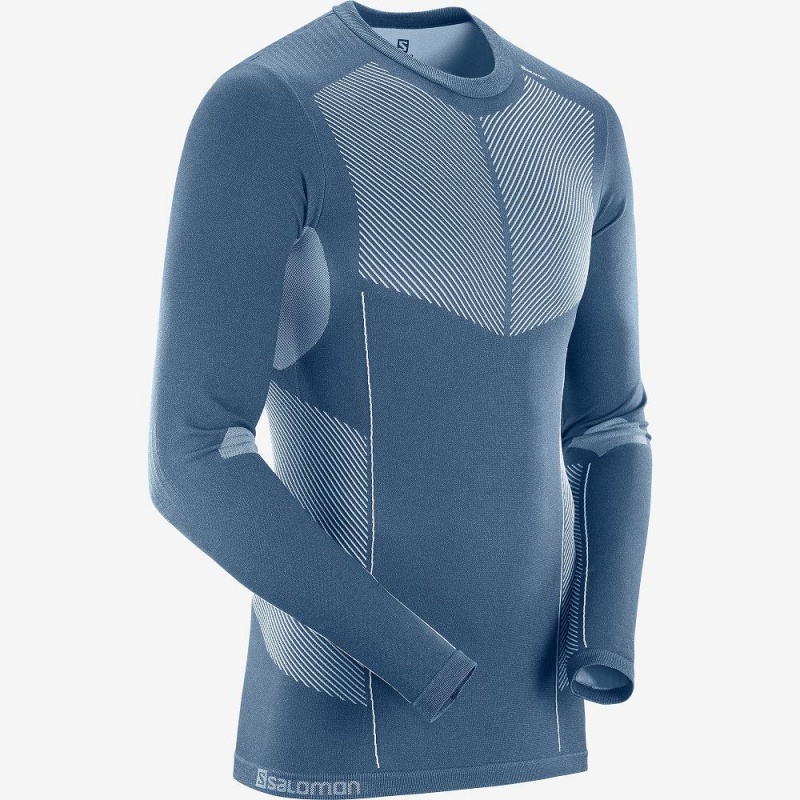 Salomon Primo Warm Seamless Tee M Oberteile Herren Navy | 13408-KHSQ