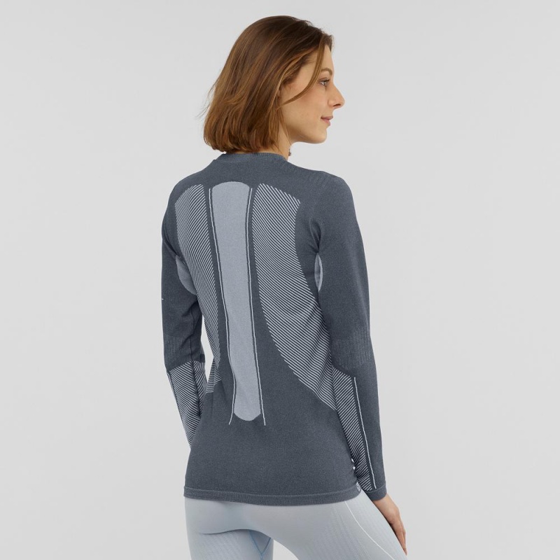 Salomon Primo Warm Seamless Tee W Oberteile Damen Gray | 03524-YPLE