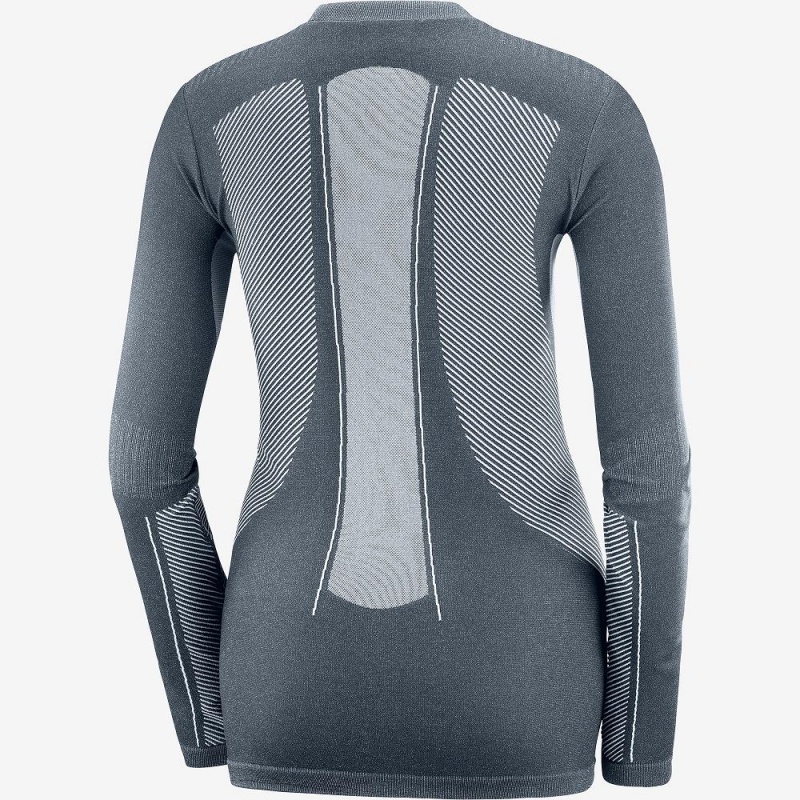 Salomon Primo Warm Seamless Tee W Oberteile Damen Gray | 03524-YPLE