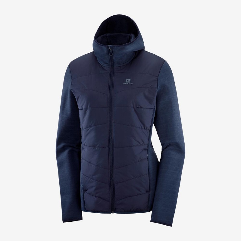 Salomon Radiant Hybrid Hoodie W Skijacken Damen Navy | 04856-GSVF