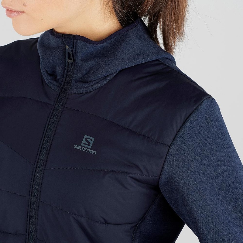 Salomon Radiant Hybrid Hoodie W Skijacken Damen Navy | 04856-GSVF