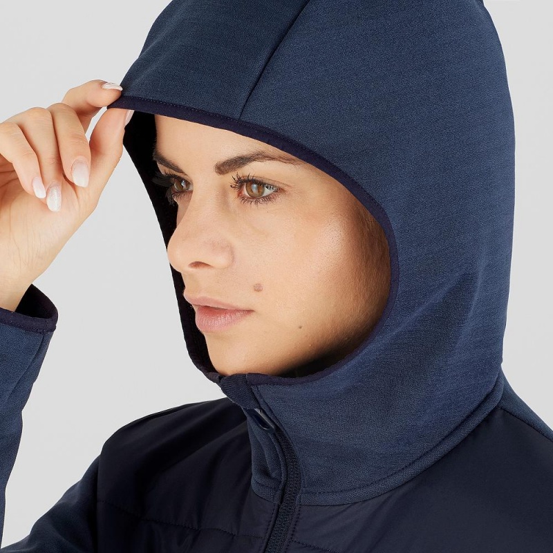 Salomon Radiant Hybrid Hoodie W Skijacken Damen Navy | 04856-GSVF