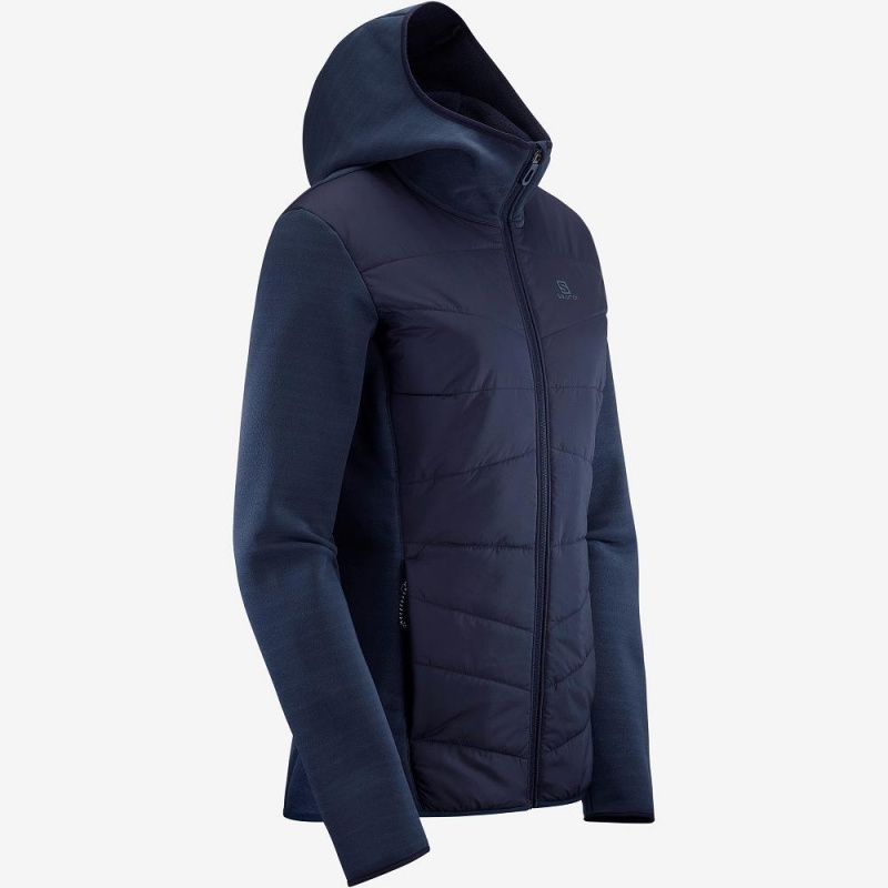 Salomon Radiant Hybrid Hoodie W Skijacken Damen Navy | 04856-GSVF