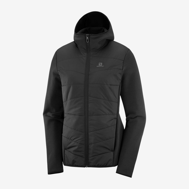 Salomon Radiant Hybrid Hoodie W Skijacken Damen Schwarz | 63195-WDMI