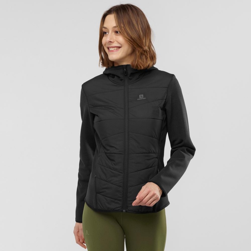 Salomon Radiant Hybrid Hoodie W Skijacken Damen Schwarz | 63195-WDMI