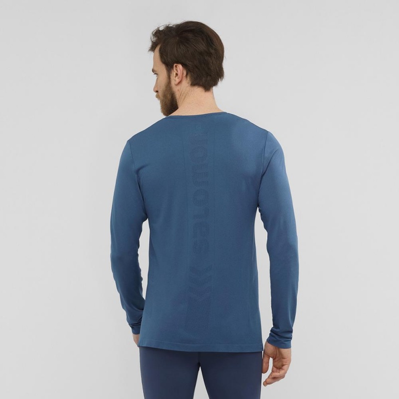 Salomon Sense Ls Tee M Oberteile Herren Navy | 96238-SVMF