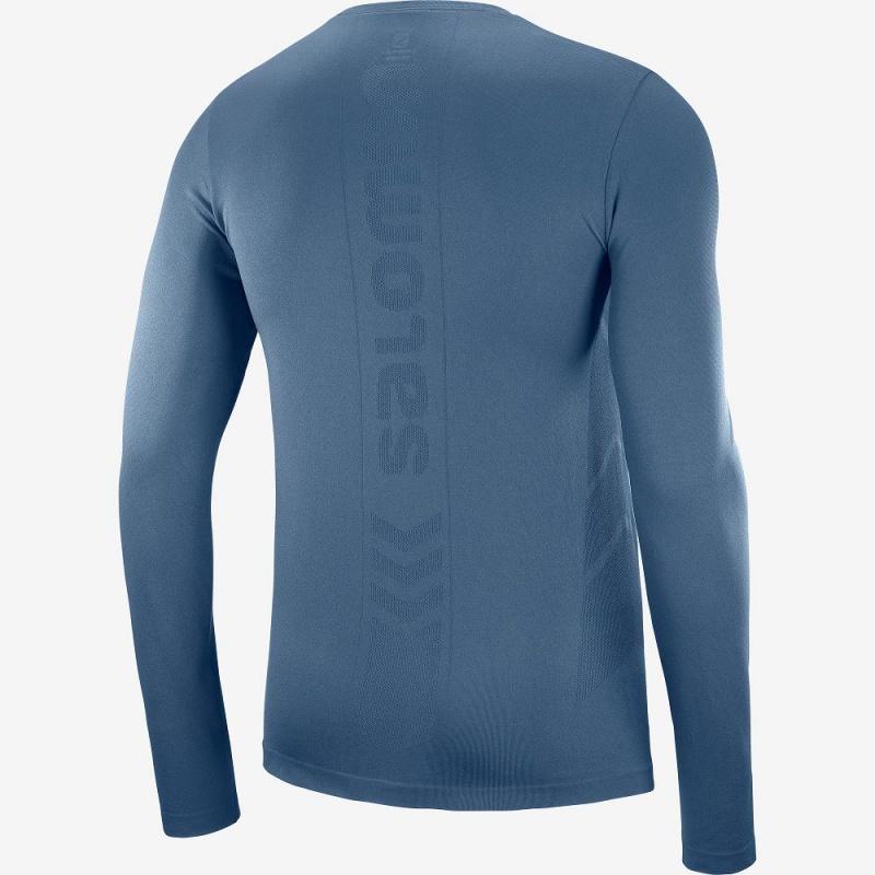 Salomon Sense Ls Tee M Oberteile Herren Navy | 96238-SVMF