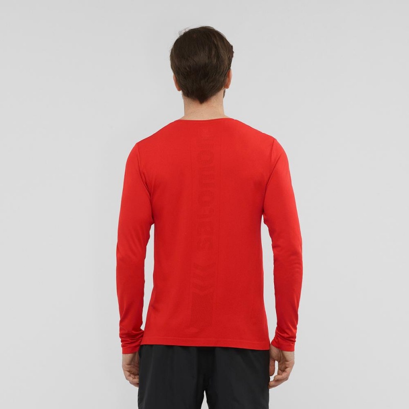 Salomon Sense Ls Tee M Oberteile Herren Rot | 89634-NBWE