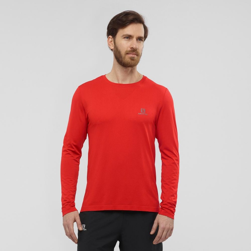 Salomon Sense Ls Tee M Oberteile Herren Rot | 89634-NBWE