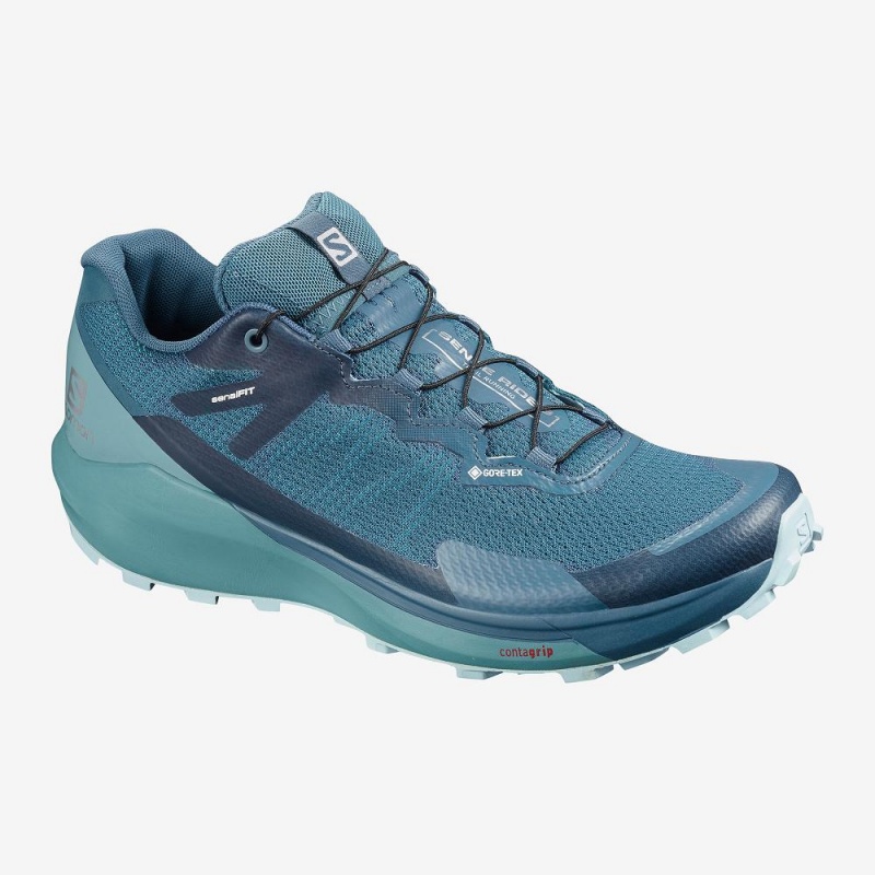 Salomon Sense Ride 3 Gtx Invis. Fit W Trailrunning Schuhe Damen Blau | 14970-USMQ