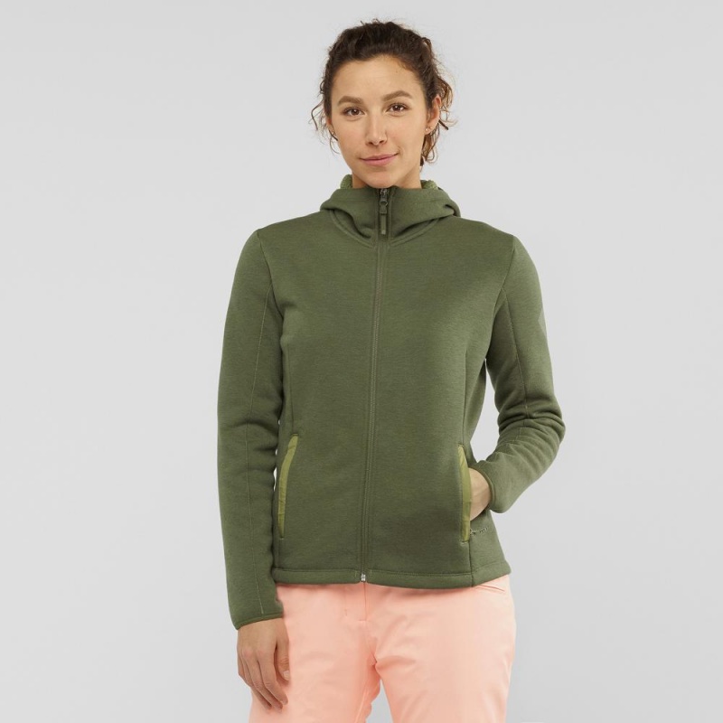 Salomon Snowshelter Fleece Hoodie W Skijacken Damen Grün | 56302-ZVEL