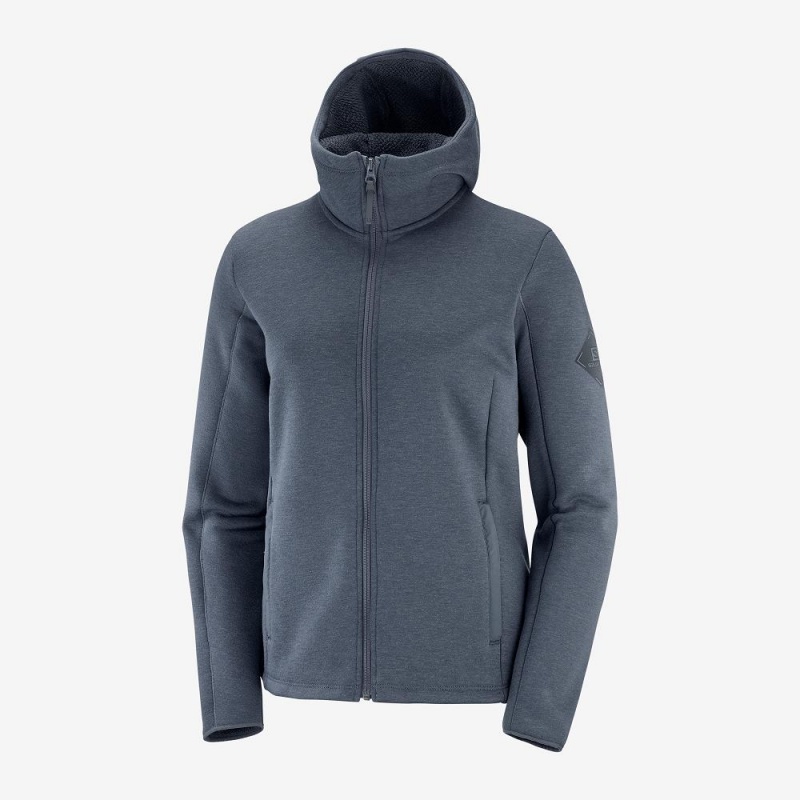 Salomon Snowshelter Fleece Hoodie W Skijacken Damen Gray | 02156-ODYL