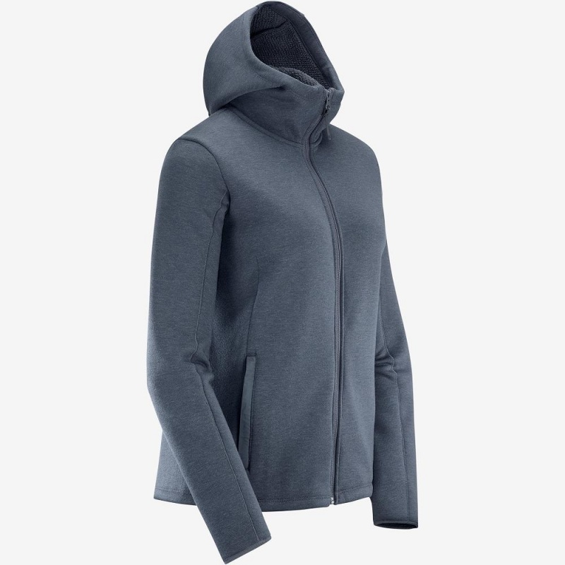 Salomon Snowshelter Fleece Hoodie W Skijacken Damen Gray | 02156-ODYL