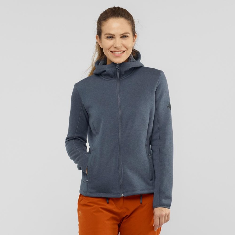 Salomon Snowshelter Fleece Hoodie W Skijacken Damen Gray | 02156-ODYL