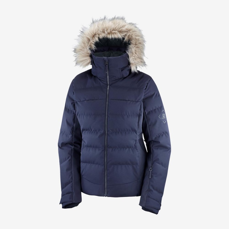 Salomon Stormcozy Skijacken Damen Navy | 07239-BNMJ