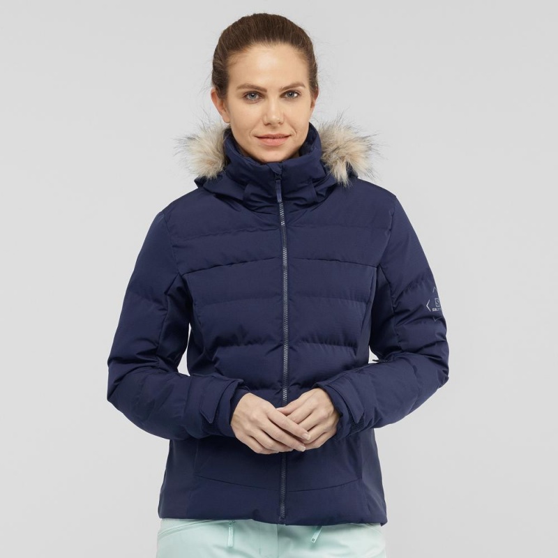 Salomon Stormcozy Skijacken Damen Navy | 07239-BNMJ