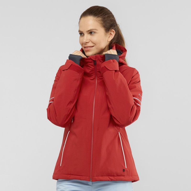 Salomon The Brilliant Jacket W Skijacken Damen Rot | 89201-HWET