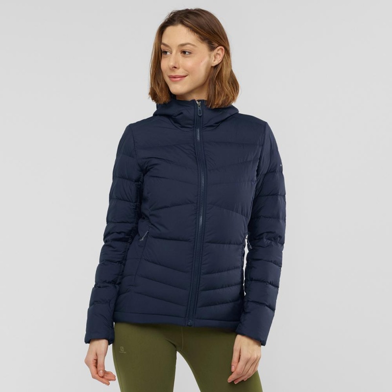 Salomon Transition Down Hoodie W Jacke Damen Navy | 45230-TQOW