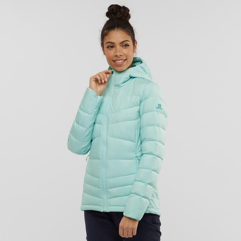 Salomon Transition Down Hoodie W Jacke Damen Grün | 17248-ELMR