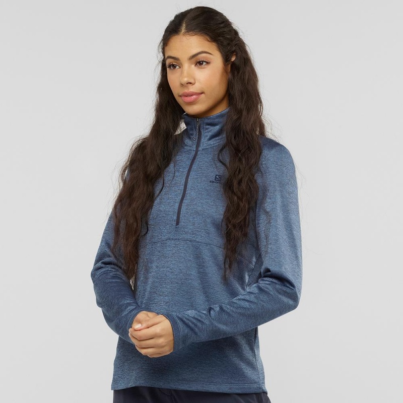 Salomon Transition Half Zip W Skijacken Damen Navy | 96045-GNHI