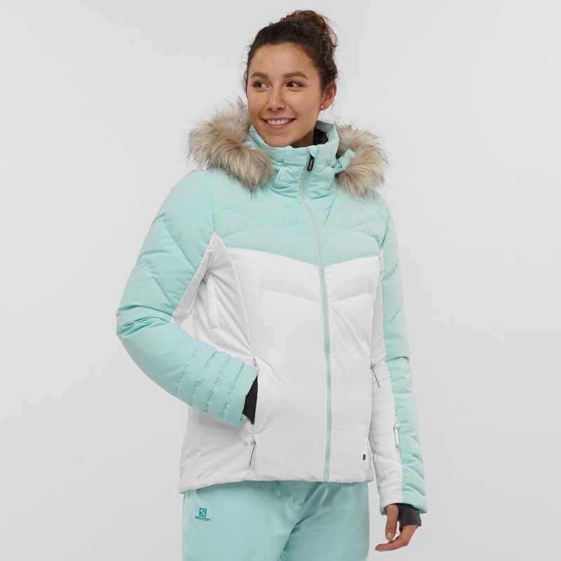 Salomon Warm Ambition Jacket W Skijacken Damen Weiß | 80341-ODZA