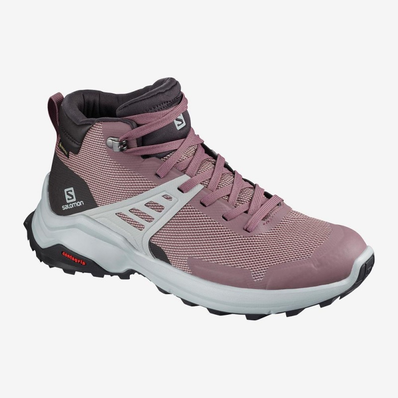 Salomon X Raise Mid Gore-Tex Wanderstiefel Damen Rosa | 79582-LRMG