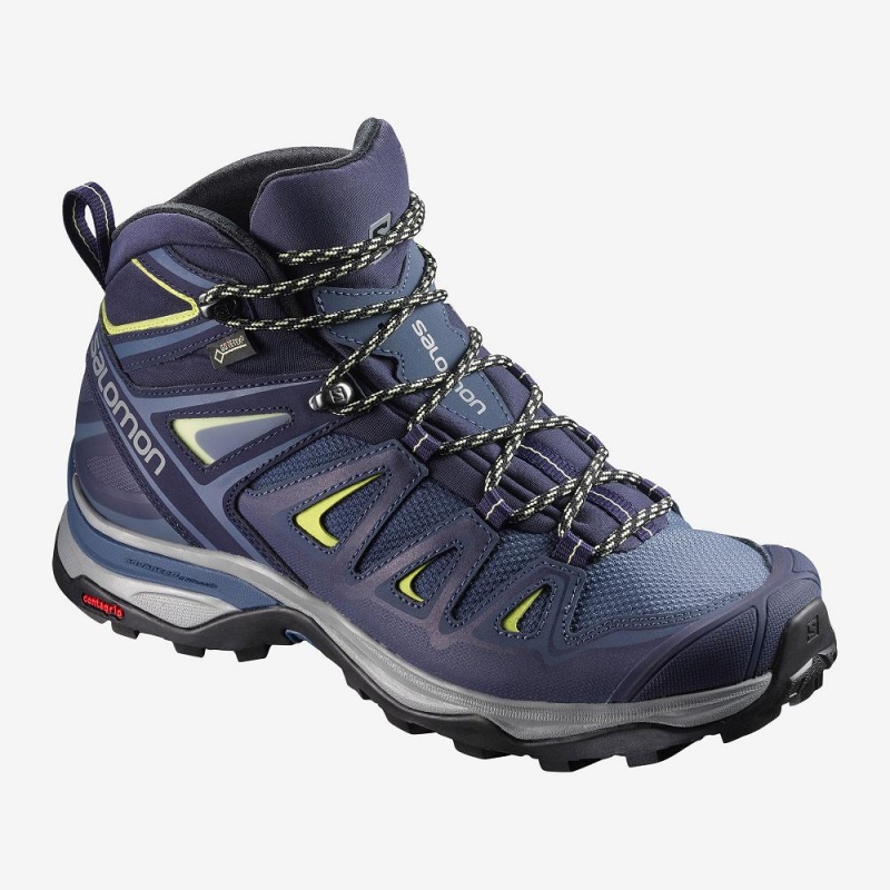 Salomon X Ultra 3 Mid Gore-Tex Wanderstiefel Damen Blau | 74081-ILMT