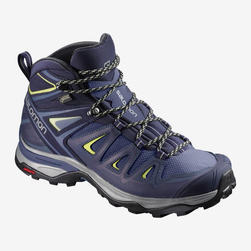 Salomon X Ultra 3 Weite Mid Gore-Tex Wanderstiefel Damen Blau | 87934-UNAX